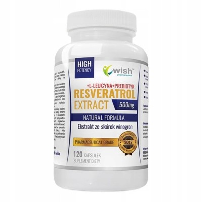 Wish RESVERATROL EKSTR. z winogron 500mg +L-LEUCYNA + PREBIOTYK
